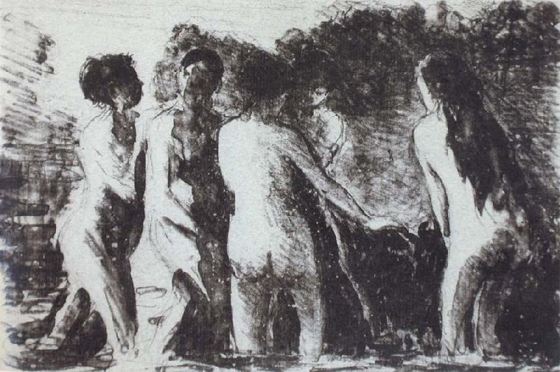 Camille Pissarro Line of bathers France oil painting art